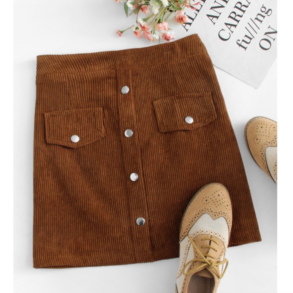 Brown Corduroy Mini Skirt